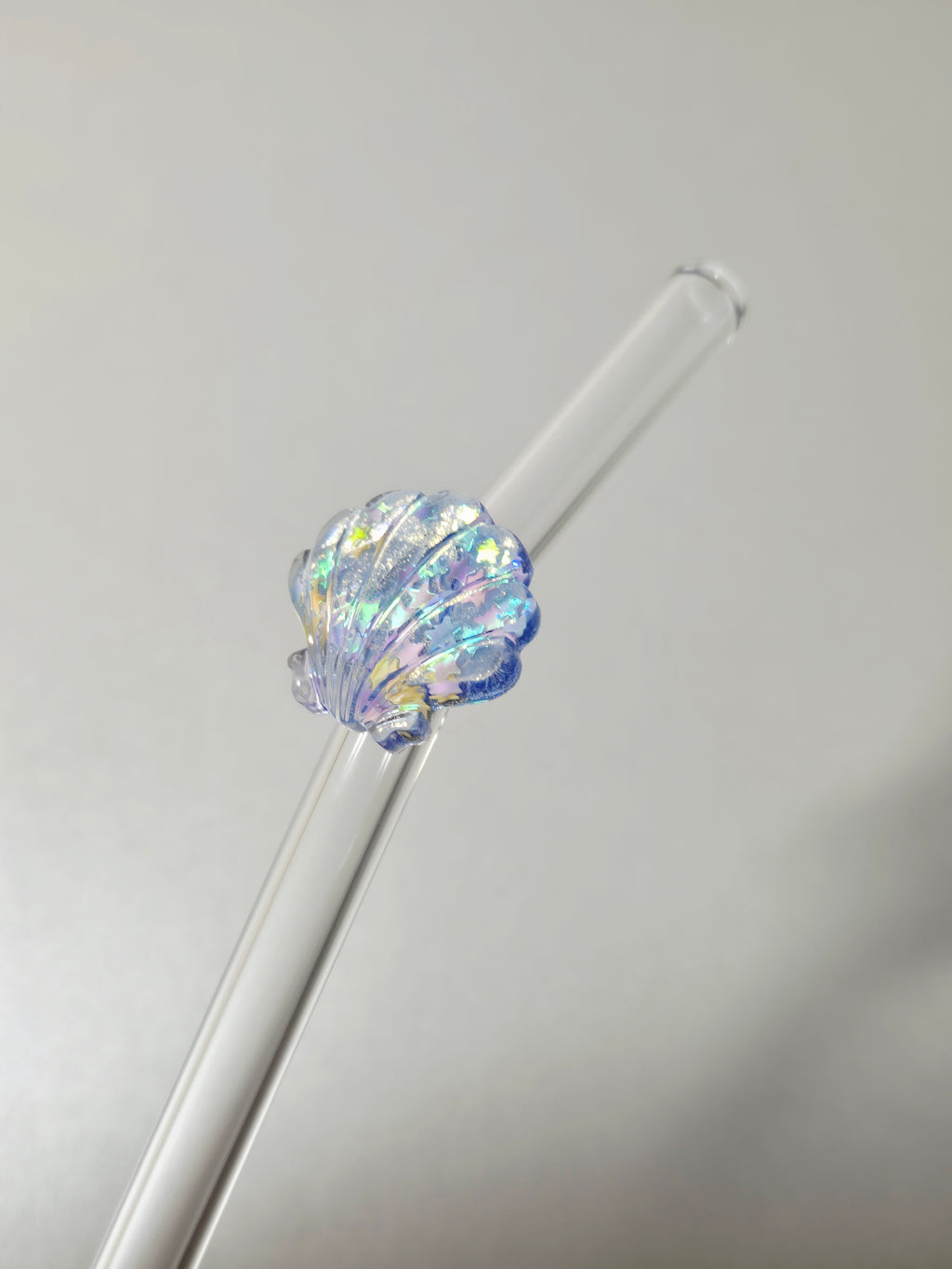 Glasstrohhalm Muschel Blau