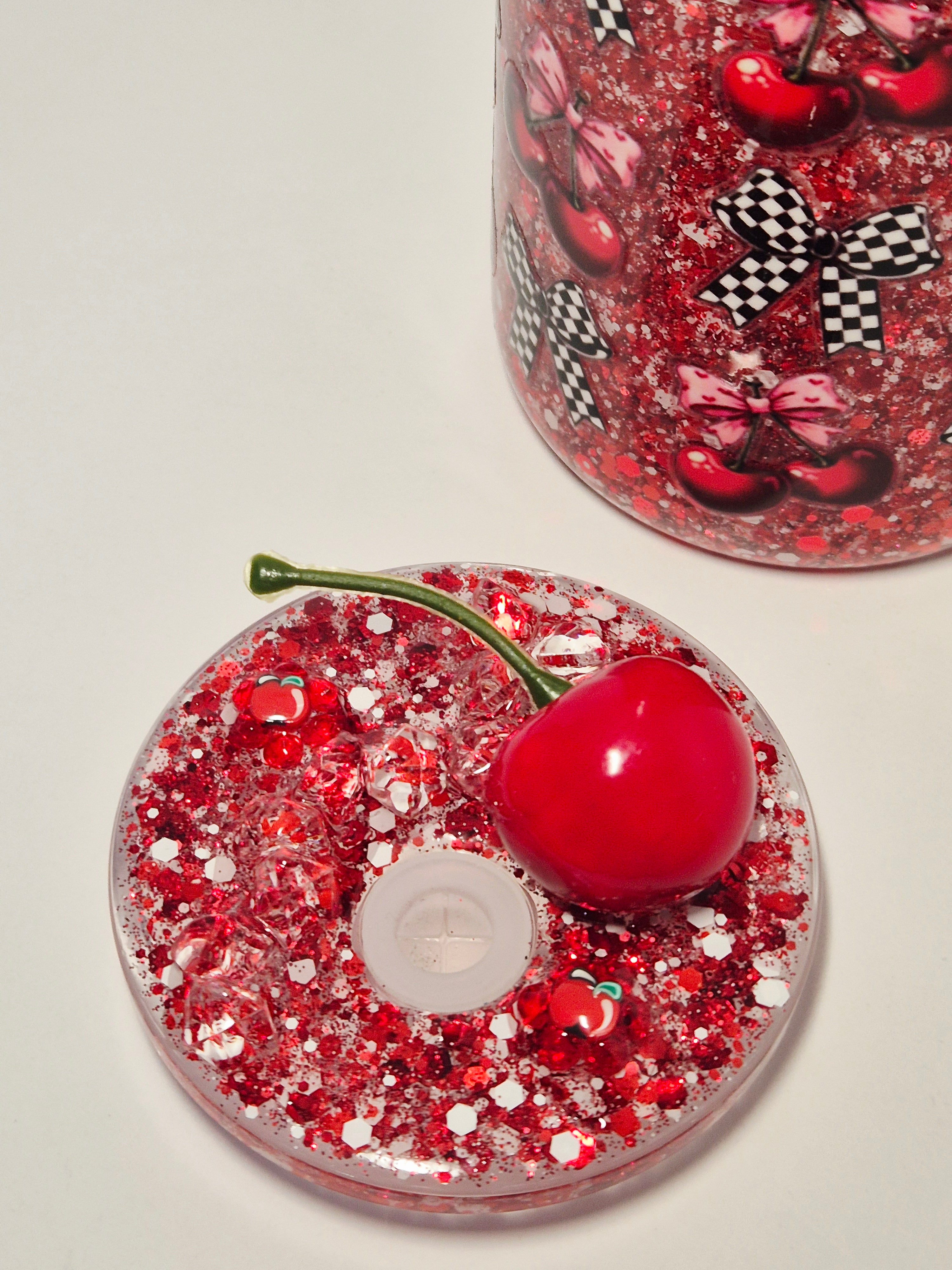 Glitzer Trinkbecher Kirschen