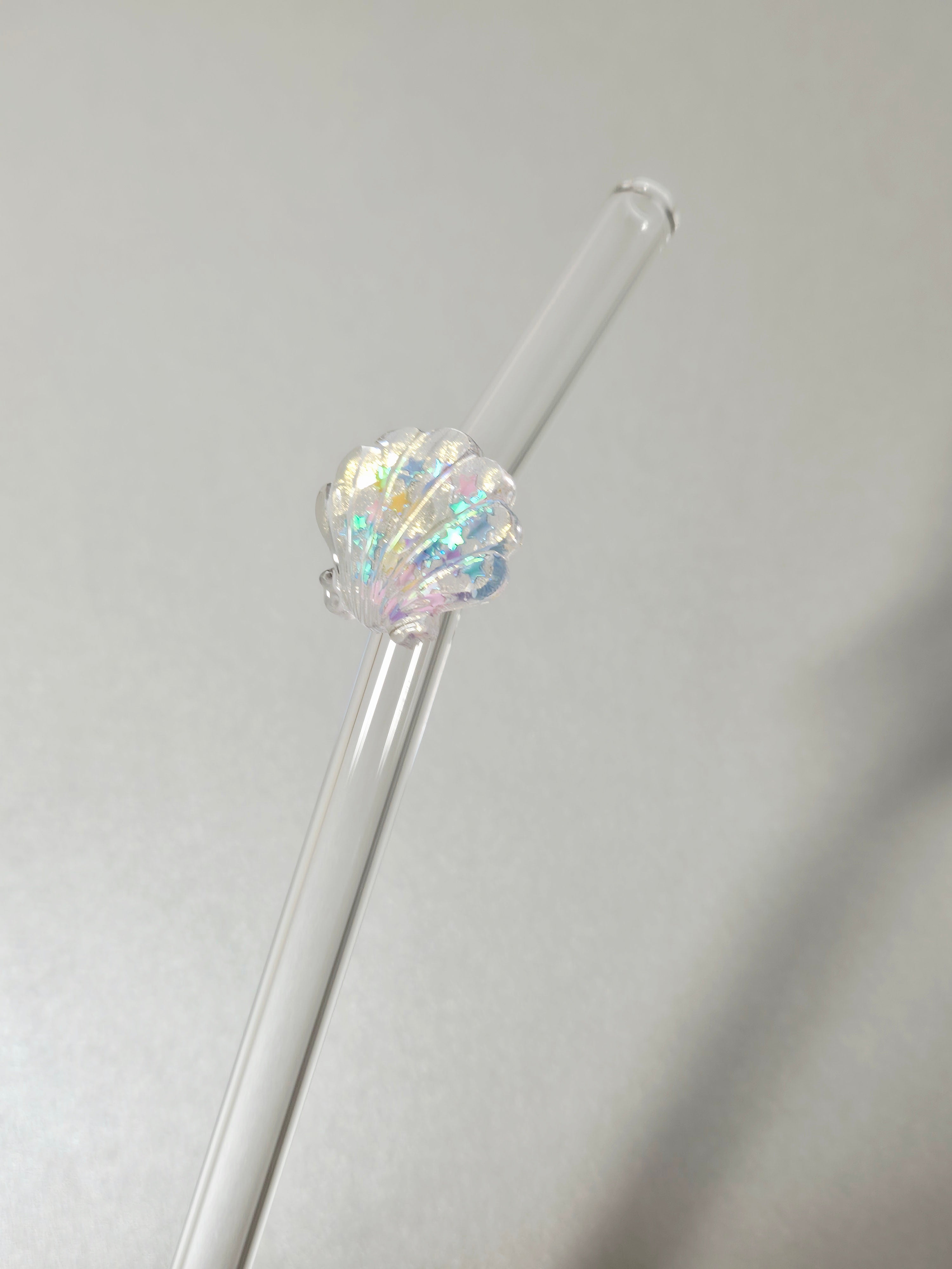 Glasstrohhalm Muschel Holo