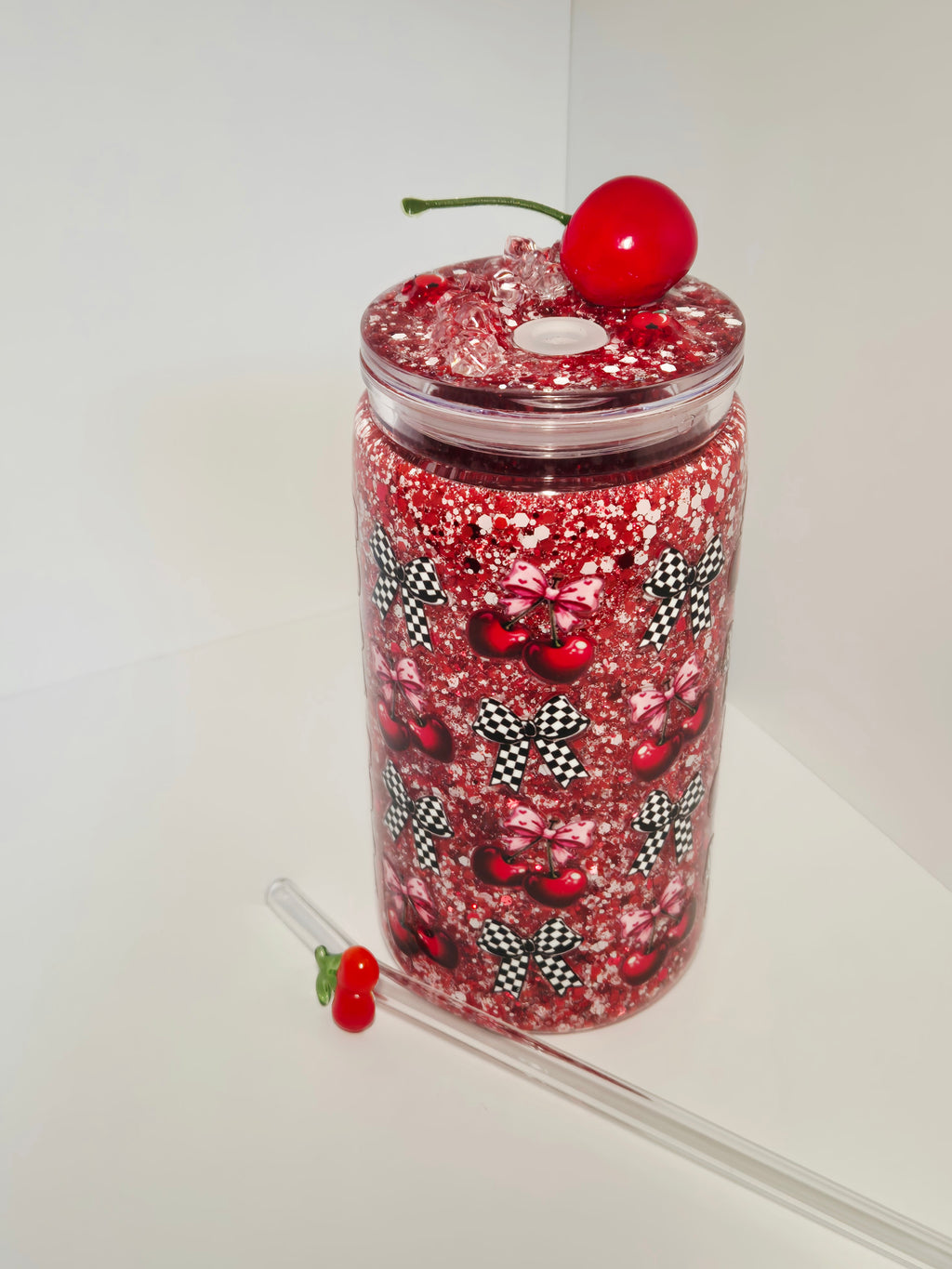 Glitzer Trinkbecher Kirschen