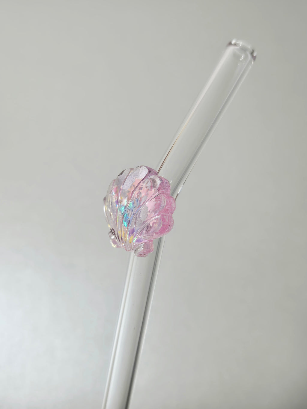 Glasstrohhalm Muschel Rosa