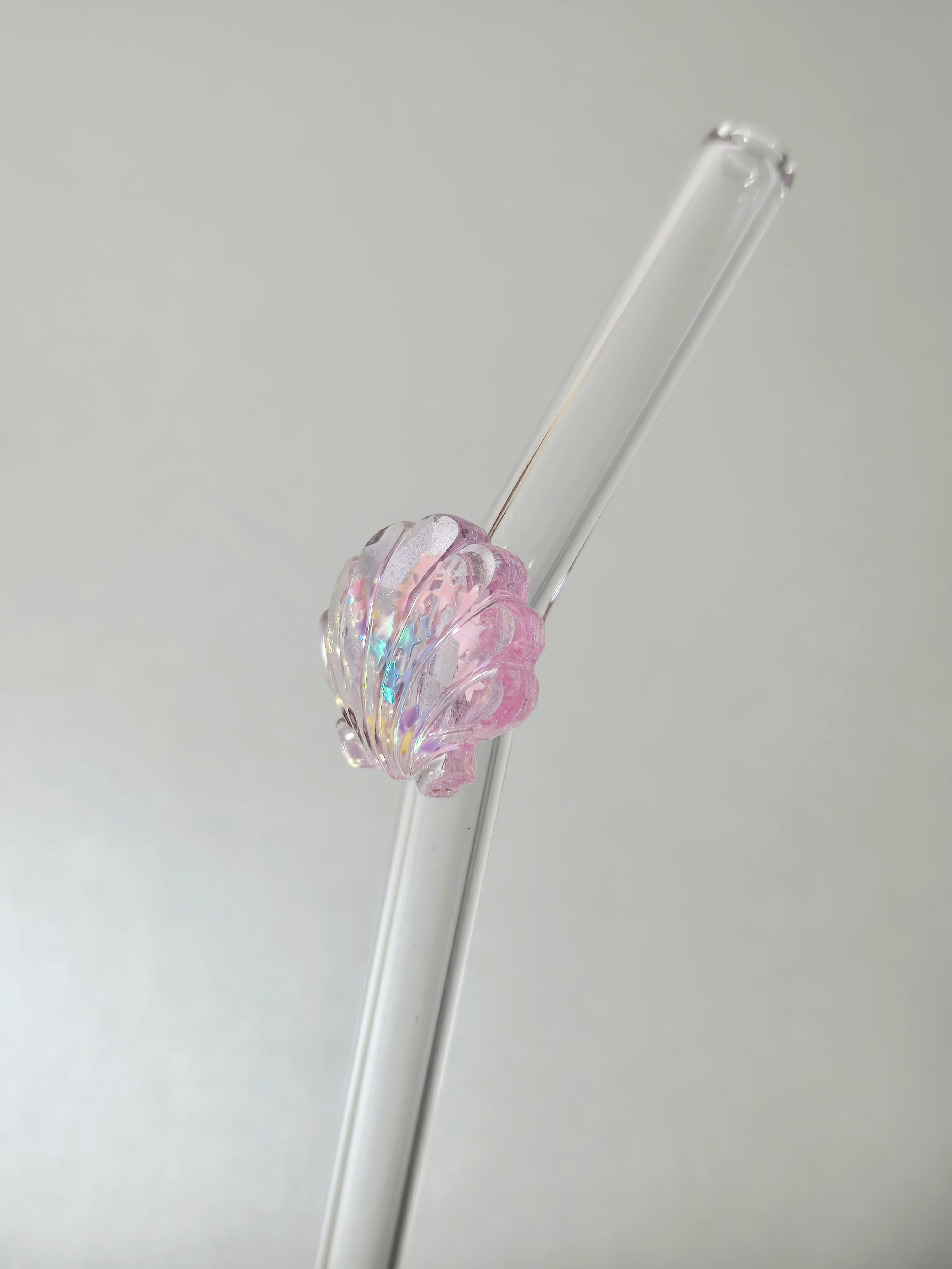 Glasstrohhalm Muschel Rosa