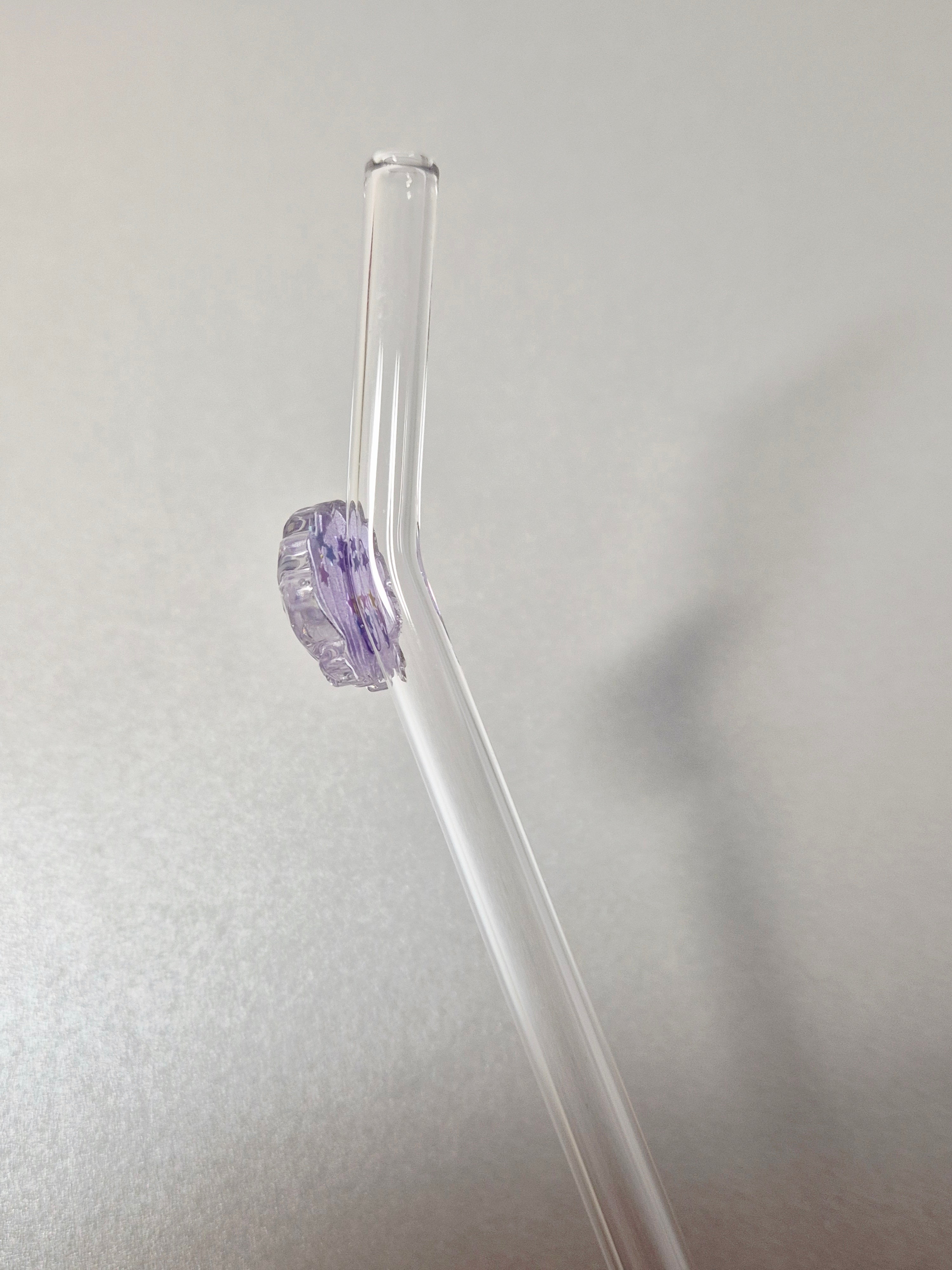 Glasstrohhalm Muschel Lila