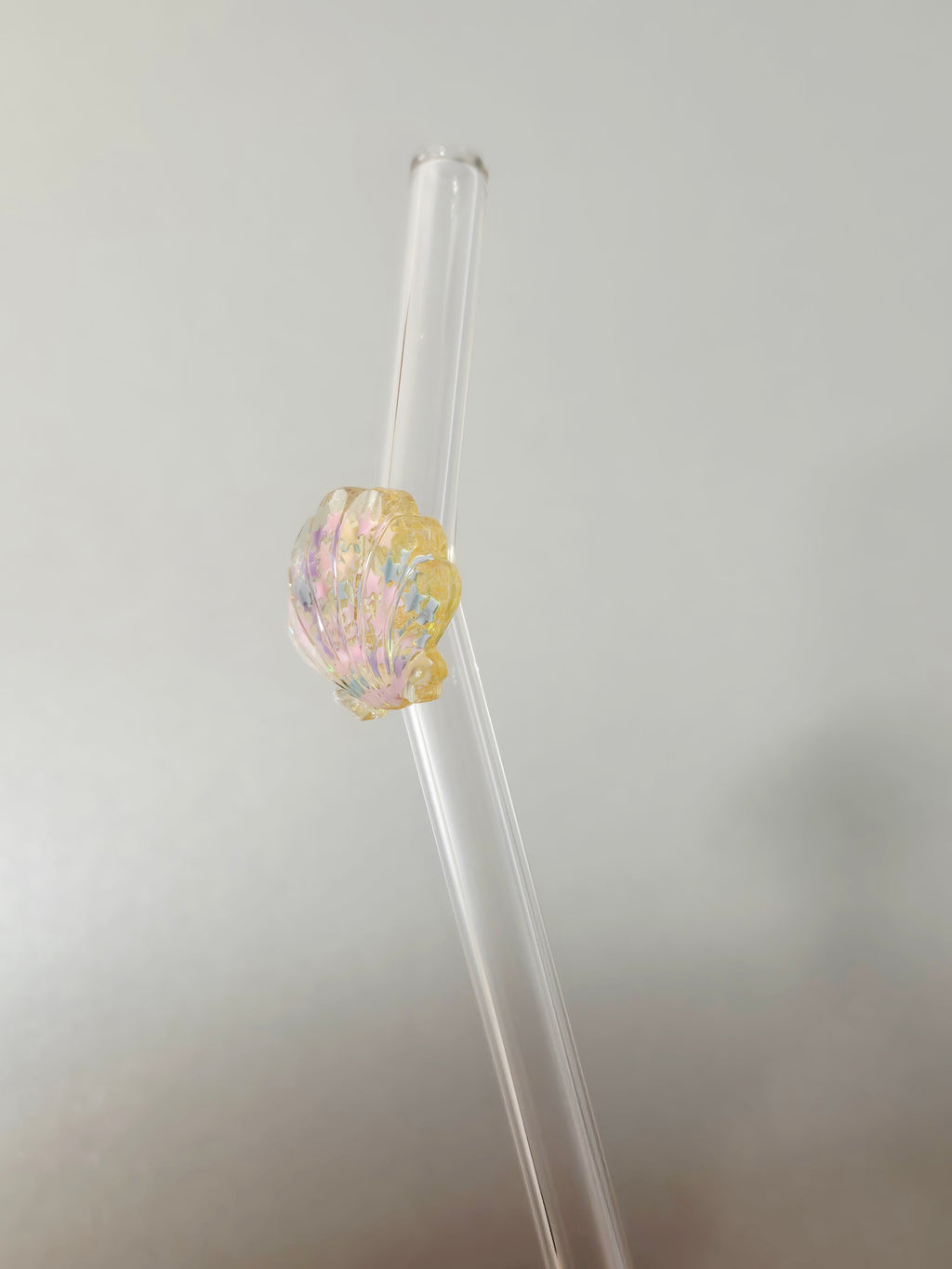 Glasstrohhalm Muschel Gold Gelb