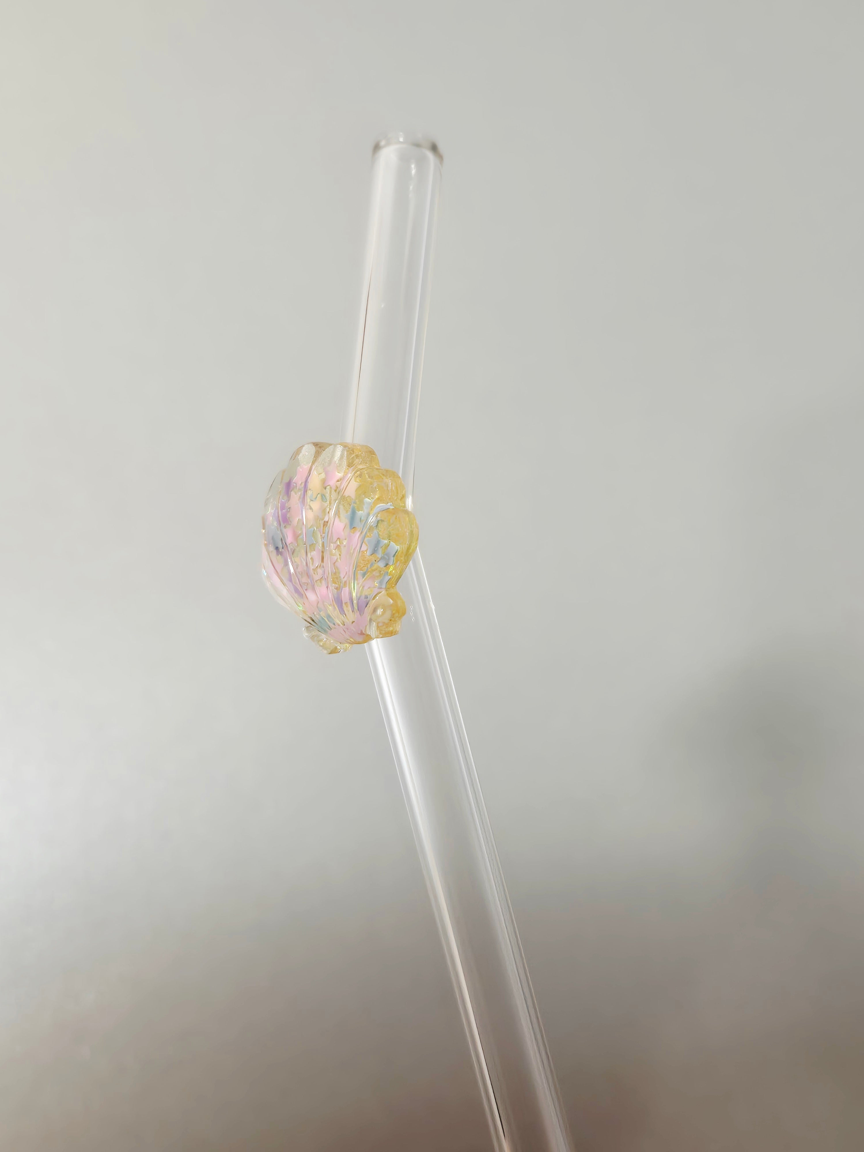 Glasstrohhalm Muschel Gold Gelb