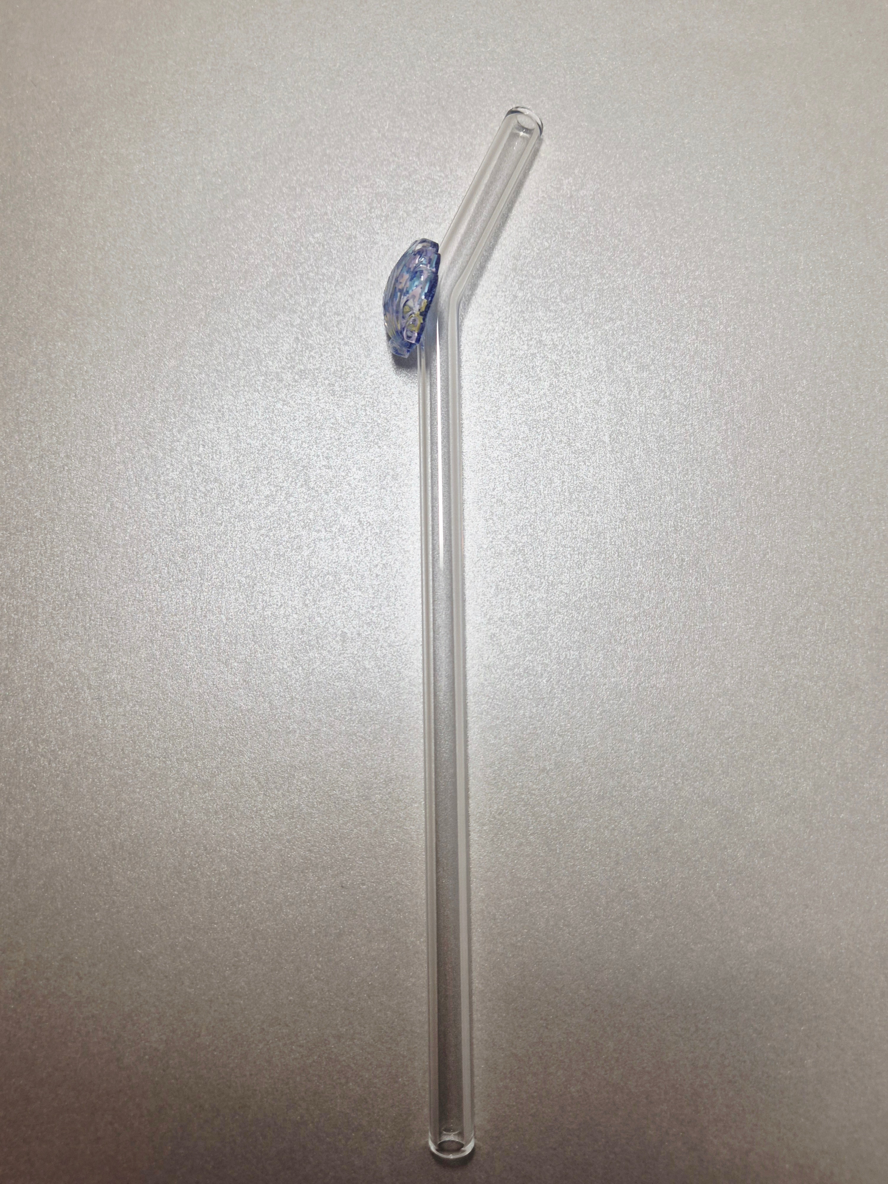 Glasstrohhalm Muschel Blau