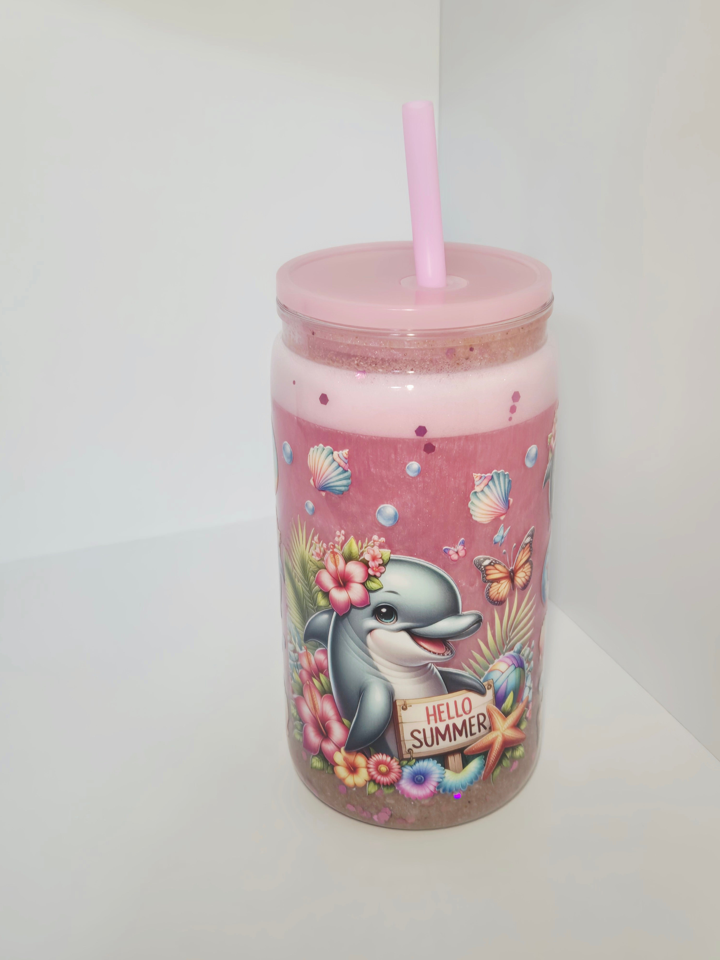 Meeres Trinkbecher Rosa Delfin/Delphin