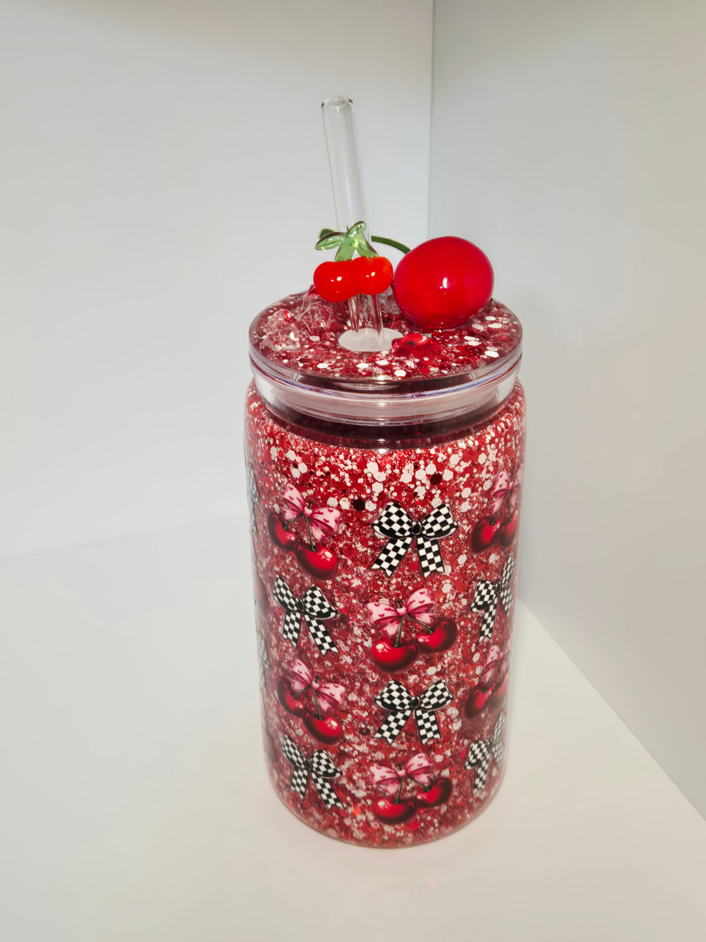 Glitzer Trinkbecher Kirschen