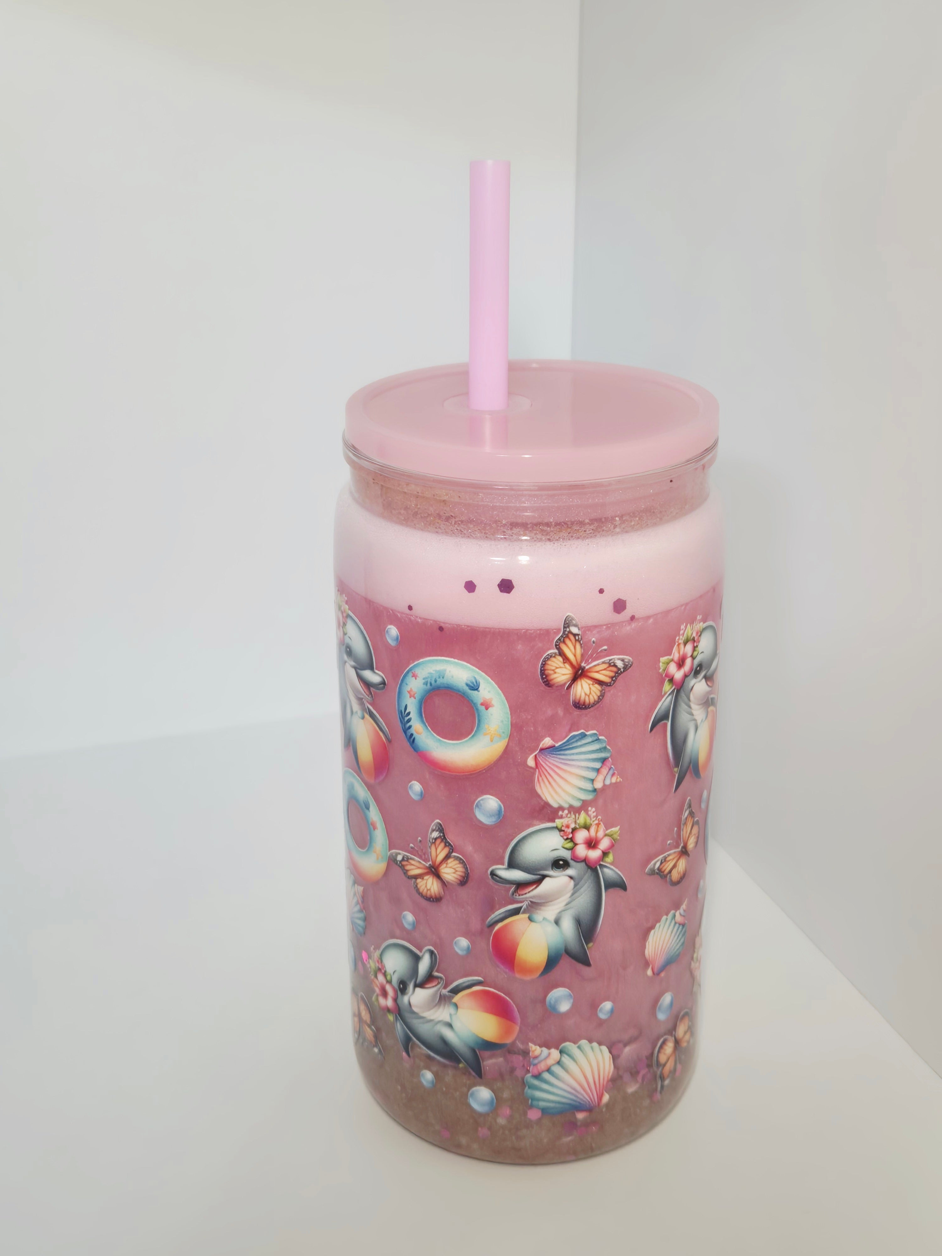 Meeres Trinkbecher Rosa Delfin/Delphin