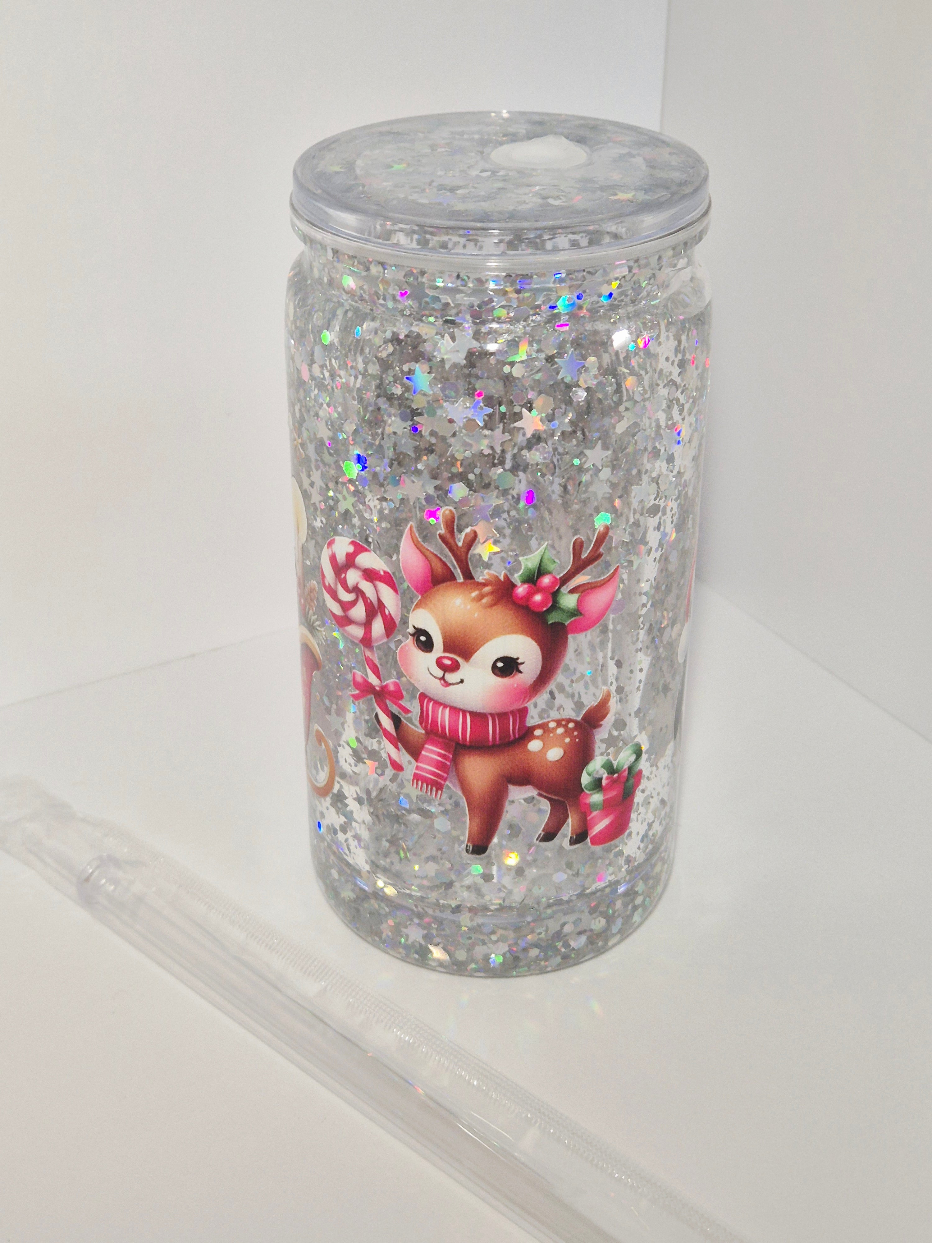 Glitzer Trinkbecher / Sternchen Weihnachten