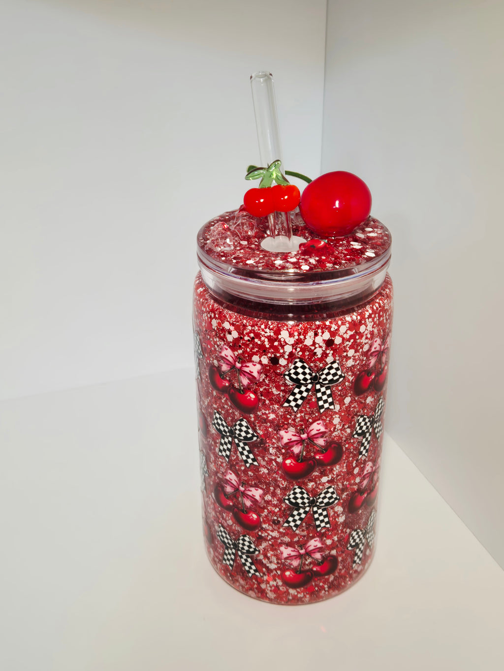 Glitzer Trinkbecher Kirschen