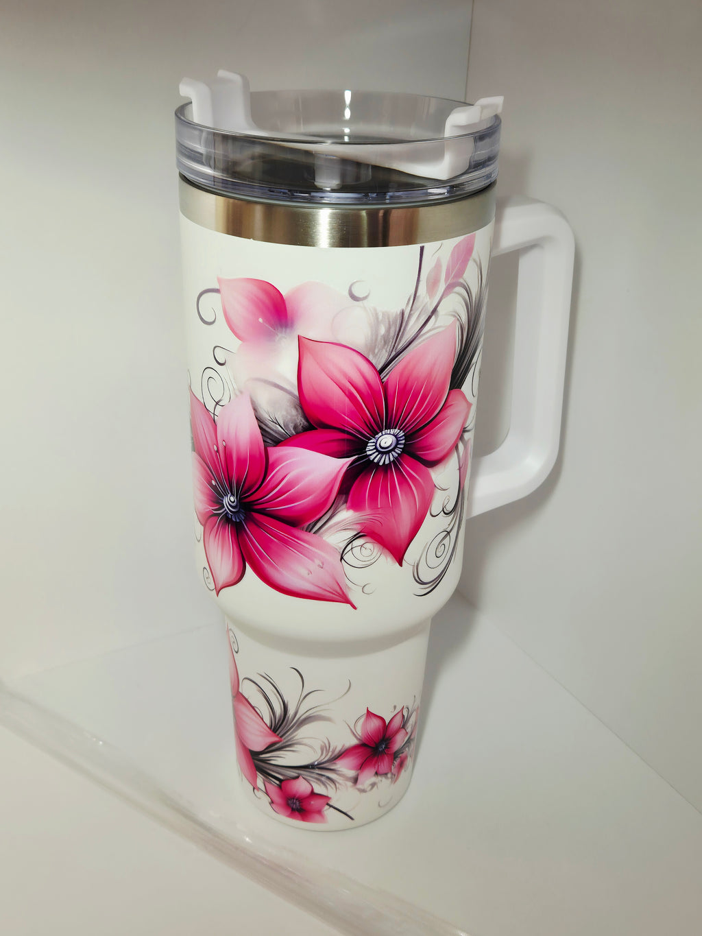 Tumbler 1200ml florale          Rose/Schmetterling