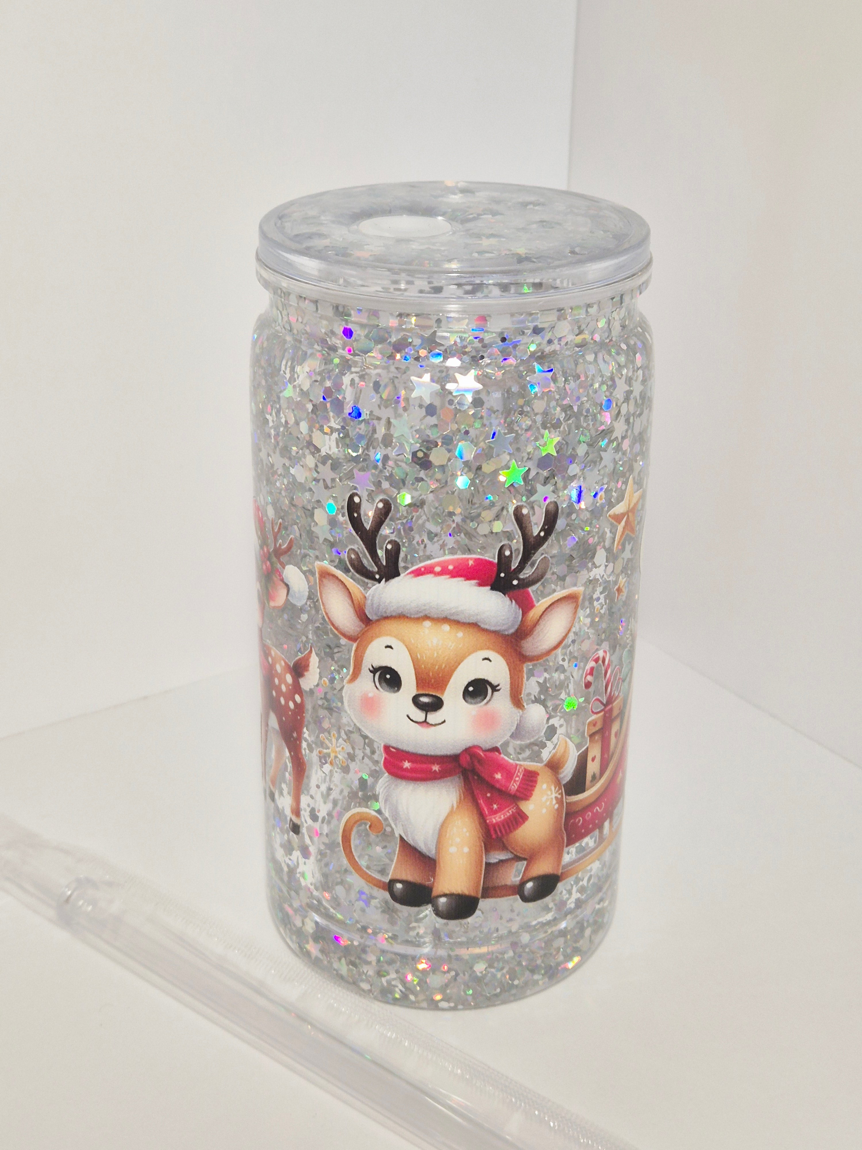 Glitzer Trinkbecher / Sternchen Weihnachten