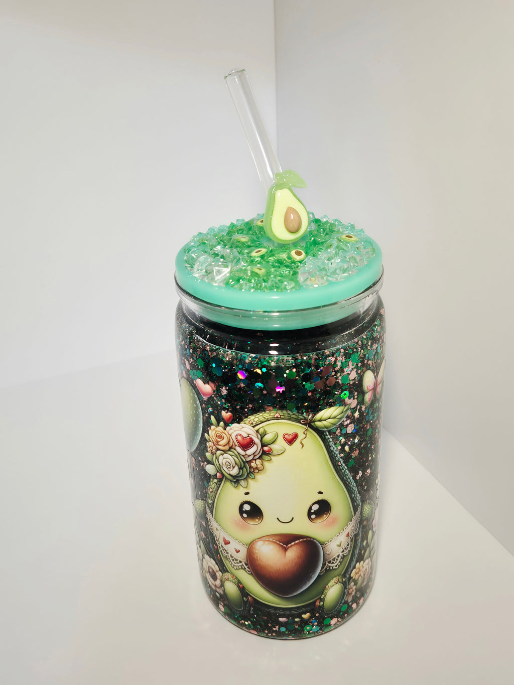 Glitzer Trinkbecher Avocado