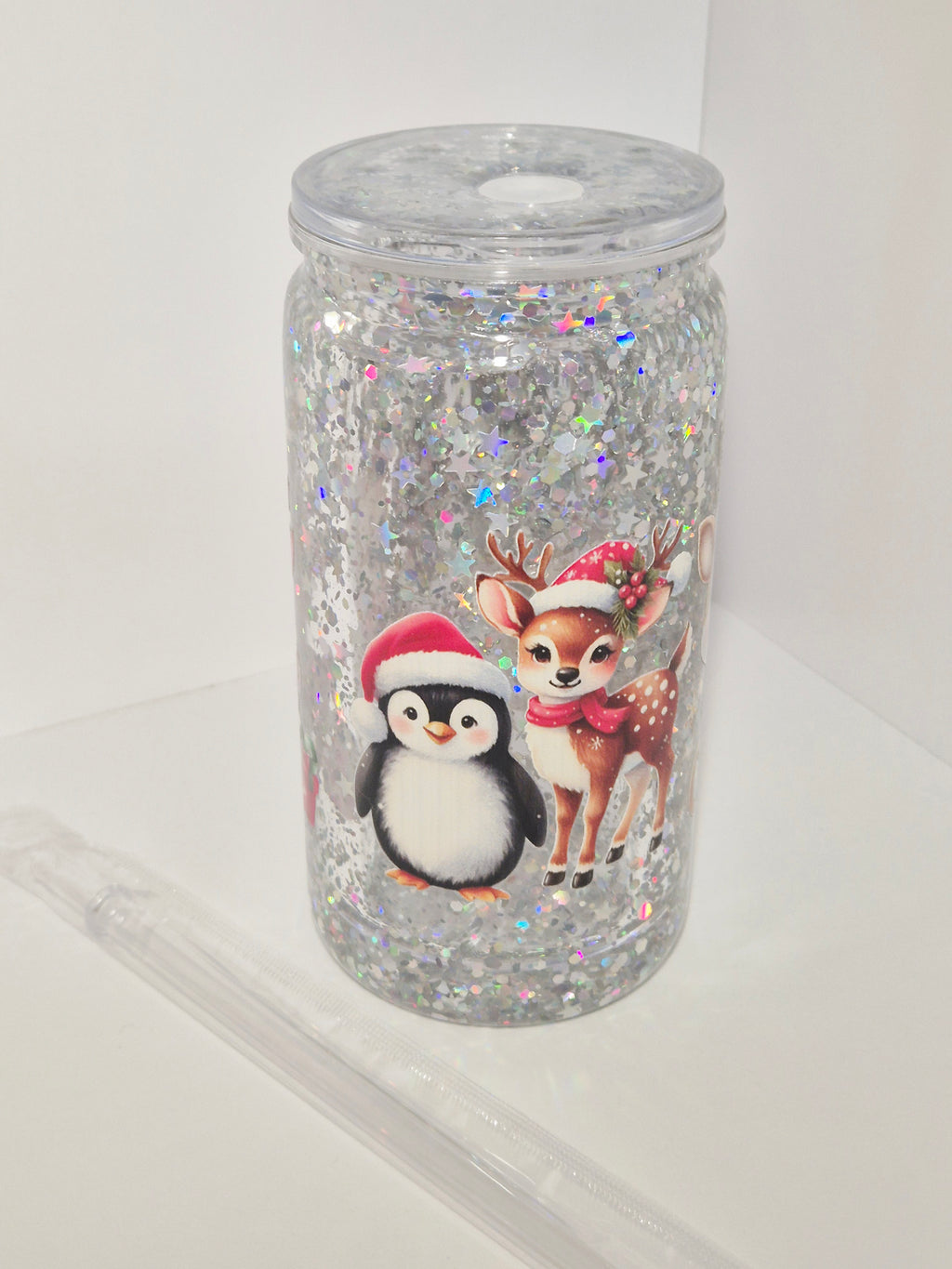 Glitzer Trinkbecher / Sternchen Weihnachten