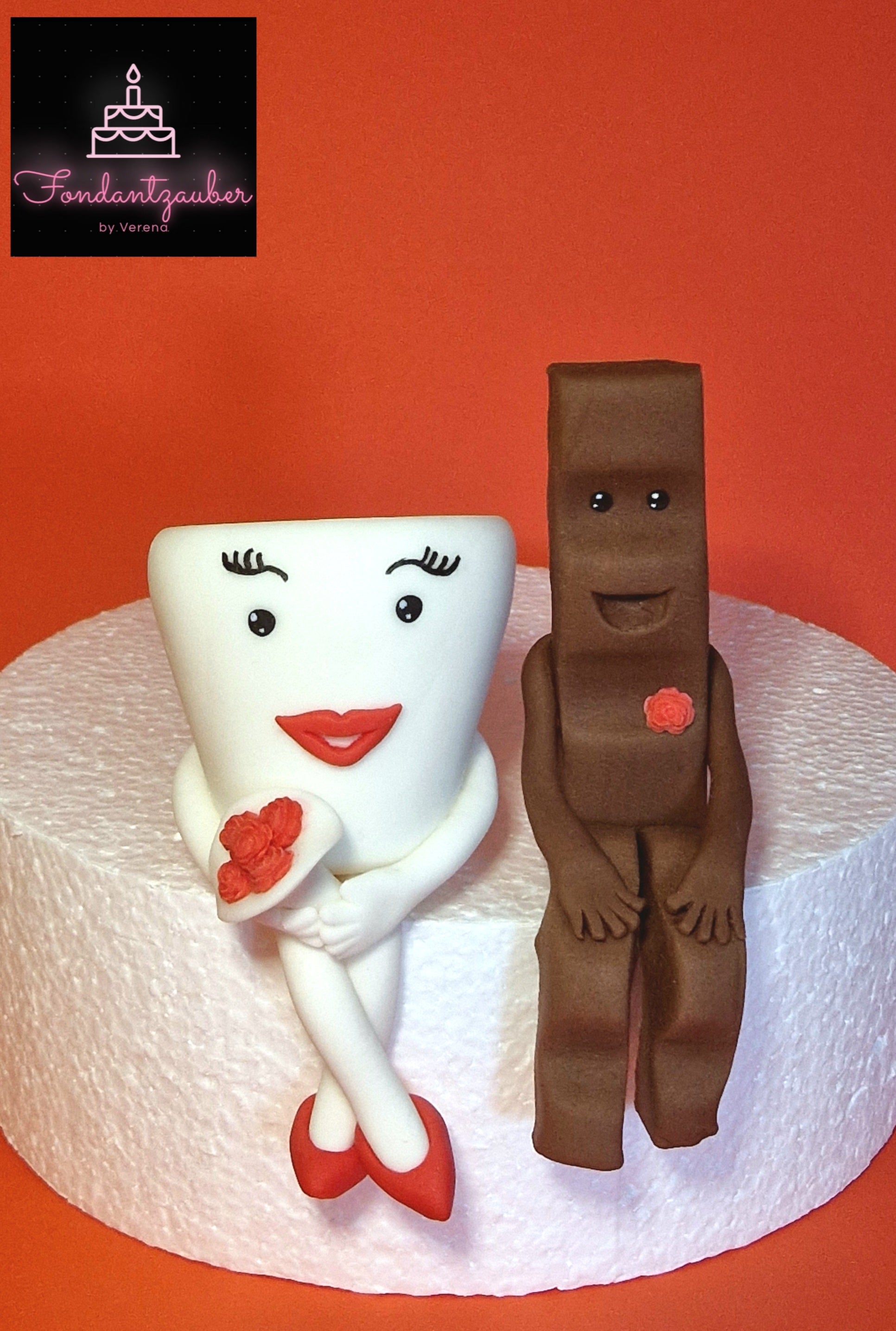 Fondantfigur Milchglas und Schokoriegel , Tortendeko