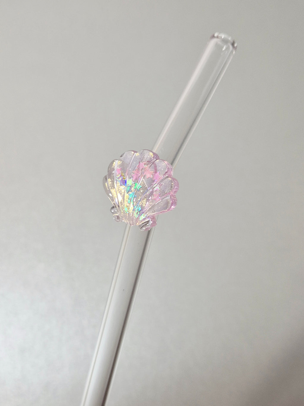 Glasstrohhalm Muschel Rosa