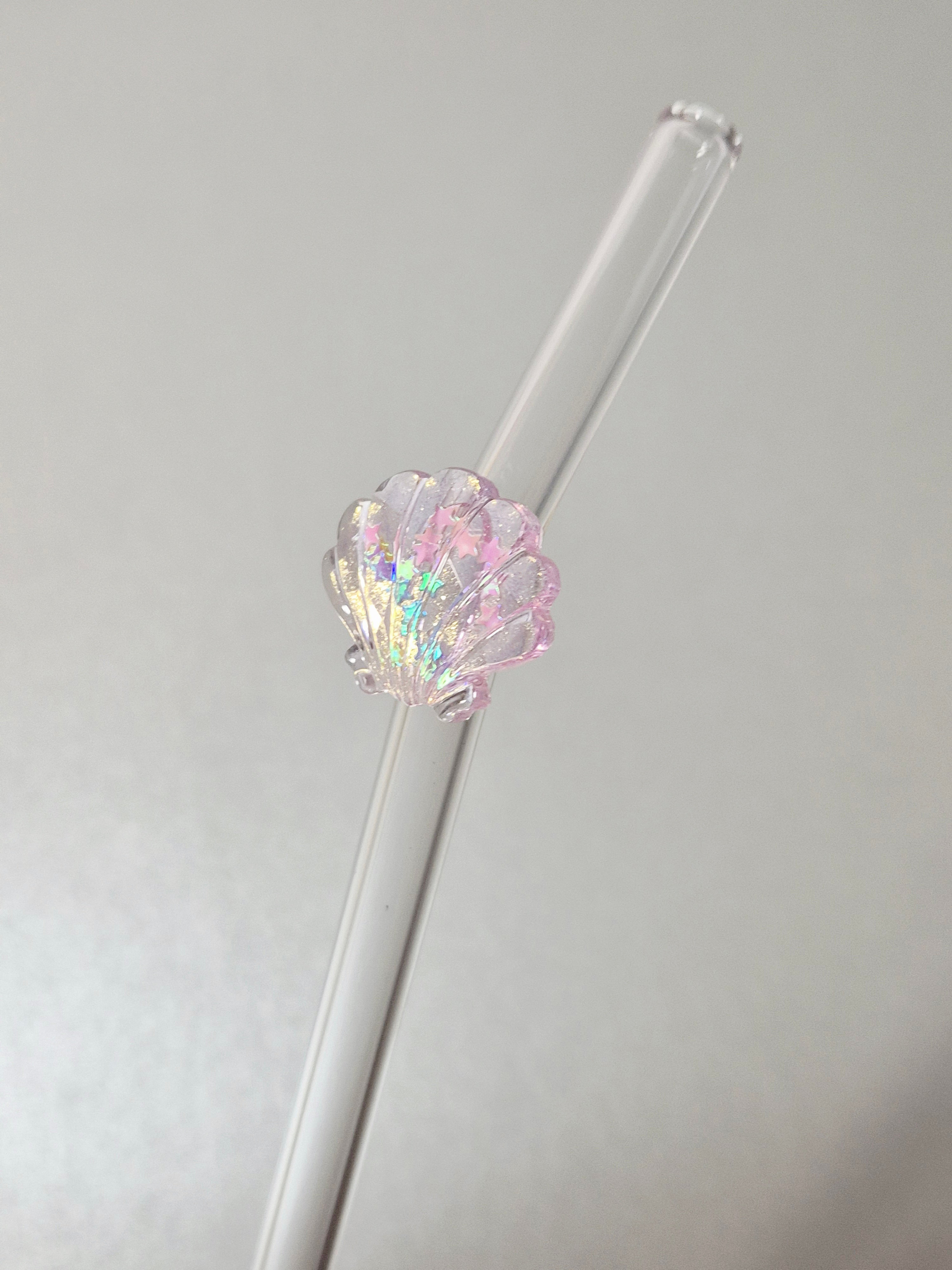 Glasstrohhalm Muschel Rosa