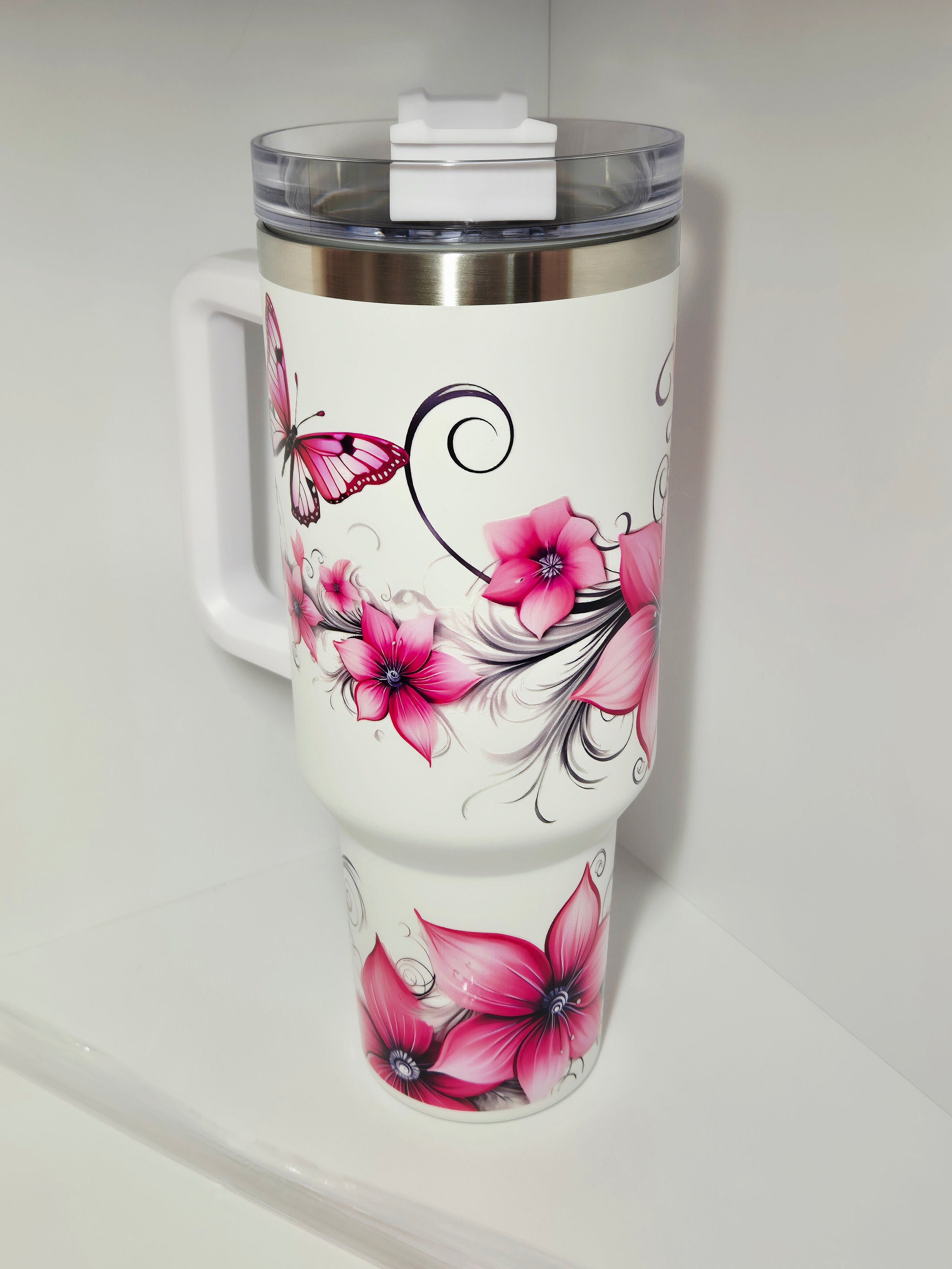 Tumbler 1200ml florale          Rose/Schmetterling